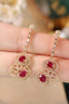 14K GOLD 2.10 CTW VIVID RED NATURAL RUBY & DIAMOND EARRINGS