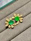 14K GOLD 5.35 CTW VIVID GREEN NATURAL EMERALD & DIAMOND EARRINGS