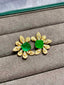 14K GOLD 5.35 CTW VIVID GREEN NATURAL EMERALD & DIAMOND EARRINGS