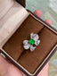 14K GOLD 1.88 CTW VIVID GREEN NATURAL EMERALD & DIAMOND RING