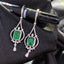 14K GOLD 1.85 CT VIVID GREEN NATURAL EMERALD & DIAMOND EARRINGS