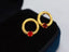 14K GOLD 0.38 CT VIVID RED NATURAL RUBY EARRINGS