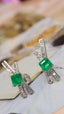 14K GOLD 1.59 CTW VIVID GREEN NATURAL EMERALD & DIAMOND EARRINGS