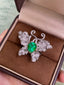 14K GOLD 3.54 CTW VIVID GREEN NATURAL EMERALD & DIAMOND RING