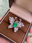 14K GOLD 3.54 CTW VIVID GREEN NATURAL EMERALD & DIAMOND RING