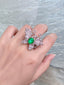 14K GOLD 3.54 CTW VIVID GREEN NATURAL EMERALD & DIAMOND RING