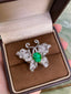 14K GOLD 3.54 CTW VIVID GREEN NATURAL EMERALD & DIAMOND RING