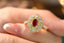 14K GOLD 1.08 CTW VIVID RED NATURAL RUBY & DIAMOND RING