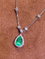 14K GOLD 1.26 CTW NATURAL EMERALD & DIAMOND NECKLACE