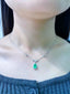 14K GOLD 1.26 CTW NATURAL EMERALD & DIAMOND NECKLACE