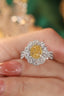 14K GOLD 1.55 CTW NATURAL YELLOW DIAMOND & DIAMOND RING