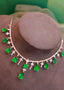 14K GOLD 14.08 CTW VIVID GREEN NATURAL EMERALD & DIAMOND NECKLACE