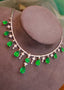 14K GOLD 14.08 CTW VIVID GREEN NATURAL EMERALD & DIAMOND NECKLACE