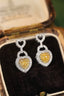 14K GOLD 0.76 CTW NATURAL YELLOW DIAMOND & DIAMOND EARRINGS