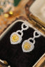 14K GOLD 0.76 CTW NATURAL YELLOW DIAMOND & DIAMOND EARRINGS