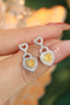 14K GOLD 0.76 CTW NATURAL YELLOW DIAMOND & DIAMOND EARRINGS