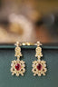 14K GOLD 0.82 CTW VIVID RED NATURAL RUBY & DIAMOND EARRINGS