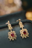 14K GOLD 0.82 CTW VIVID RED NATURAL RUBY & DIAMOND EARRINGS