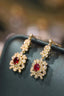 14K GOLD 0.82 CTW VIVID RED NATURAL RUBY & DIAMOND EARRINGS