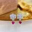 14K GOLD 0.85 CTW VIVID RED NATURAL RUBY & DIAMOND EARRINGS