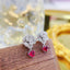 14K GOLD 0.85 CTW VIVID RED NATURAL RUBY & DIAMOND EARRINGS