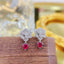 14K GOLD 0.85 CTW VIVID RED NATURAL RUBY & DIAMOND EARRINGS