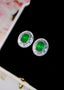 14K GOLD 4.38 CTW VIVID GREEN NATURAL EMERALD & DIAMOND EARRINGS