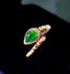 14K GOLD 0.86 CTW VIVID GREEN NATURAL EMERALD & DIAMOND RING