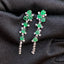 14K GOLD 1.40 CT VIVID GREEN NATURAL EMERALD & DIAMOND EARRINGS