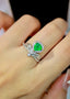 14K GOLD 0.94 CTW VIVID GREEN NATURAL EMERALD & DIAMOND RING