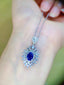 14K GOLD 1.32 CTW VIVID BLUE NATURAL SAPPHIRE & DIAMOND PENDANT