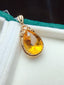 14K GOLD 8.15 CT NATURAL CITRINE & DIAMOND PENDANT