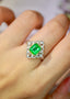 14K GOLD 1.66 CTW VIVID GREEN NATURAL EMERALD & DIAMOND RING