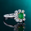 14K GOLD 0.84 CTW VIVID GREEN NATURAL EMERALD & DIAMOND RING