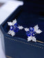 14K GOLD 3.80 CTW NATURAL SAPPHIRE & DIAMOND EARRINGS