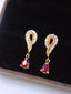 14K GOLD 1.1 CTW VIVID RED NATURAL RUBY & DIAMOND EARRINGS