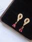 14K GOLD 1.1 CTW VIVID RED NATURAL RUBY & DIAMOND EARRINGS