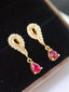 14K GOLD 1.1 CTW VIVID RED NATURAL RUBY & DIAMOND EARRINGS