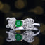 14K GOLD 0.46 CTW VIVID GREEN NATURAL EMERALD & DIAMOND RING