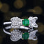 14K GOLD 0.46 CTW VIVID GREEN NATURAL EMERALD & DIAMOND RING