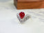 14K GOLD 2.50 CTW VIVID RED NATURAL RUBY & DIAMOND RING