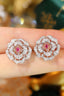 14K GOLD 0.90 CTW NATURAL PINK DIAMOND & DIAMOND EARRINGS