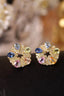 14K GOLD 2.56 CTW NATURAL SAPPHIRE & DIAMOND EARRINGS