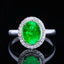 14K GOLD 2.08 CT VIVID GREEN NATURAL EMERALD & DIAMOND RING