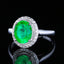 14K GOLD 2.08 CT VIVID GREEN NATURAL EMERALD & DIAMOND RING