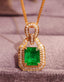 14K GOLD 1.29 CTW VIVID GREEN NATURAL EMERALD & DIAMOND PENDANT