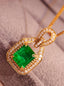 14K GOLD 1.29 CTW VIVID GREEN NATURAL EMERALD & DIAMOND PENDANT