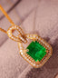 14K GOLD 1.29 CTW VIVID GREEN NATURAL EMERALD & DIAMOND PENDANT