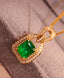 14K GOLD 1.29 CTW VIVID GREEN NATURAL EMERALD & DIAMOND PENDANT