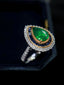 14K GOLD 1.47 CTW VIVID GREEN NATURAL EMERALD & DIAMOND RING